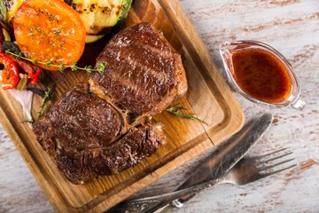 T-Bone Steak with Grilled Vegetables