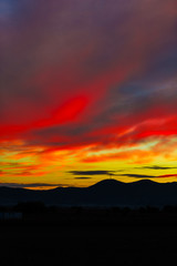 Red sky at the sunset
