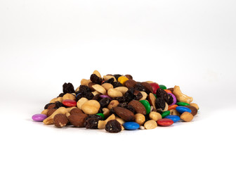 Large Pile of Trail Mix on White