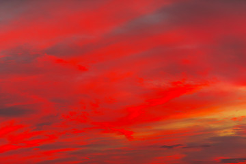 Red sky at the sunset