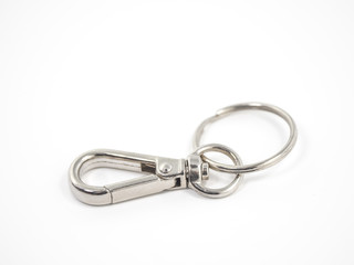 Silver key ring and clip. Isolated on white background
