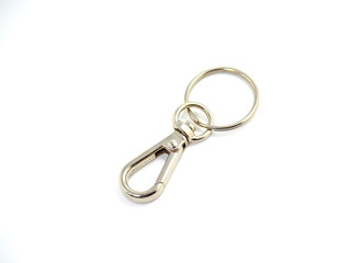 Silver key ring and clip. Isolated on white background