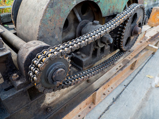 Cable system of blue pile driver machine at construction site