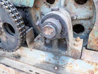 Cable system of blue pile driver machine at construction site