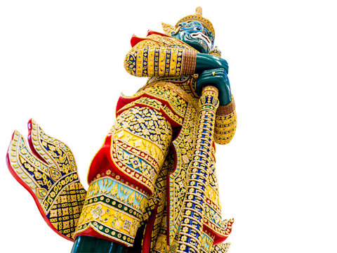 A huge giant statue from Thai culture at Suvarnabhumi airport, Bangkok, Thailand. Isolated on white background. - Powered by Adobe