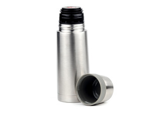 Stainless steel bottle thermos travel on white background