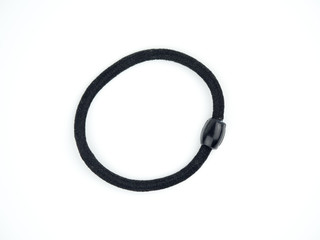 Black color hair bands on white background.
