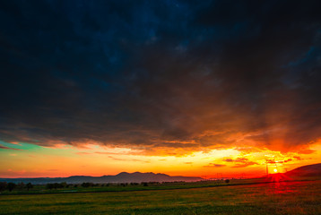sunset in the mountains