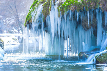 Frozen Bigar waterfall, Romania