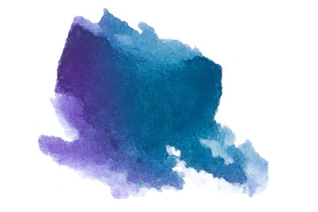 watercolor blue with an overflow of purple stain design element, with a paper texture hand-drawn
