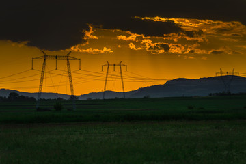 Pylons at the sunset