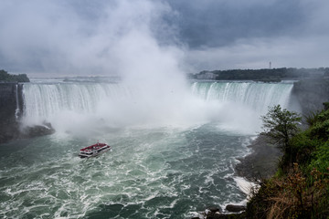 Canadian Niagara Falls panorama with a rainbow