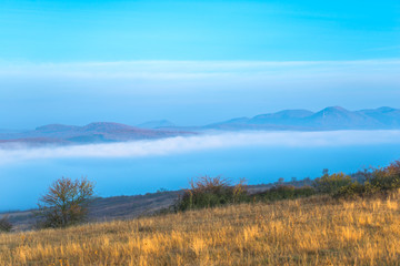Morning fog in the autumn season