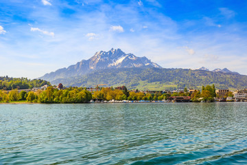 Lucerne lakefront and Pilatus mountain