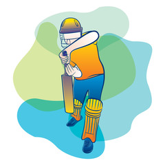 cricket player ready for defend position, cricket concept design