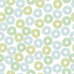 Green and blue striped circle shapes seamless pattern, vector