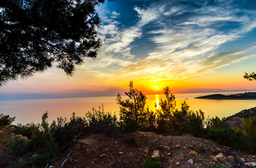 Fantastic sunset in Greece