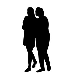 silhouette girl  friend go