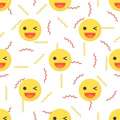 Emoticon seamless pattern, flat design for use as wallpaper or background