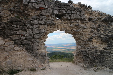 Arch in wall of ruins of Tematin castle, western Slovakia