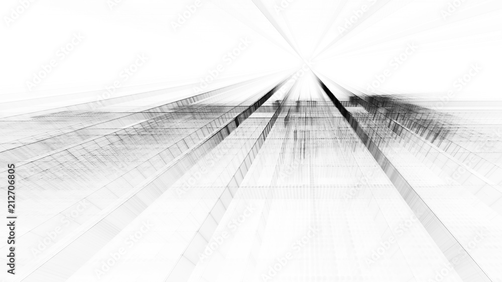 Poster abstract black element on white. regular dots and grids pattern. perspective composition. detailed f