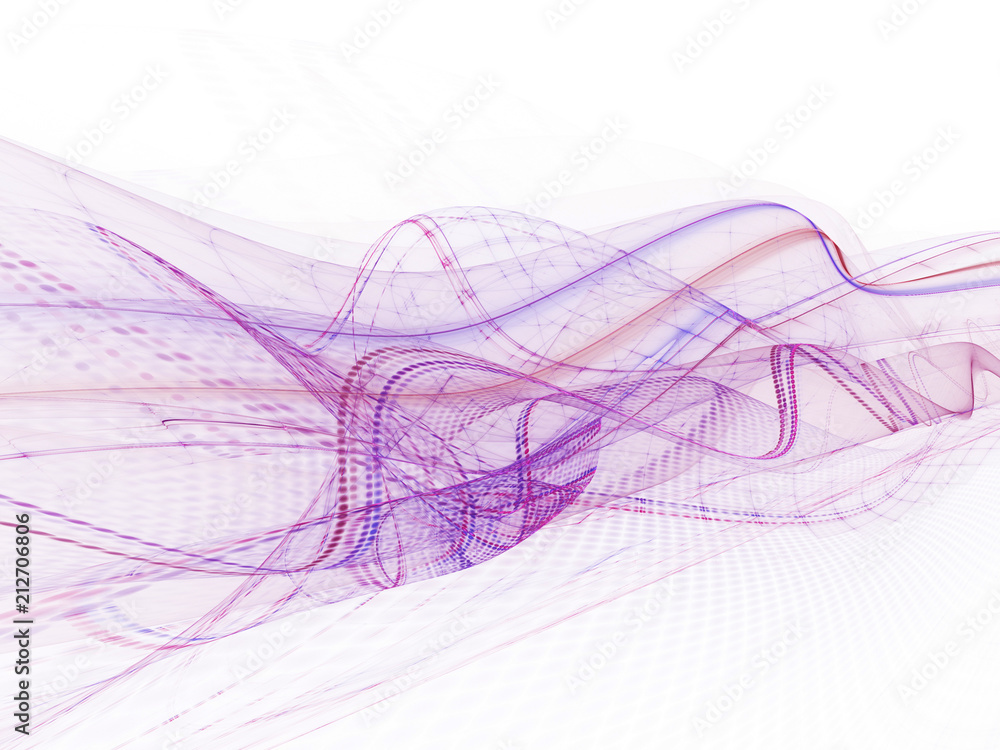 Poster abstract violet background element on white. dynamic 3d composition of curves ands grids. detailed f