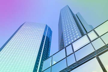 modern office building and clear blue sky. colors added