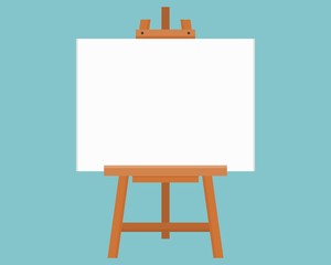 Blank painting board or canvas board, wooden easel, art board