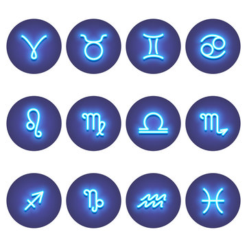 Zodiac signs icons, horoscope symbols set, vector illustration