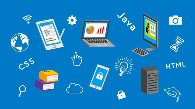 E-learning Gadget concept animation -blue