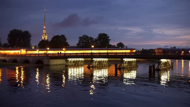 View of the Peter and Paul Fortress at night