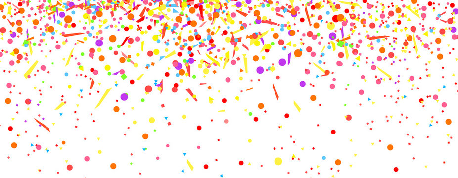 Explosion on white. Background with confetti. Pattern for design with glitters. Print for banners, posters, t-shirts and textiles. Greeting cards
