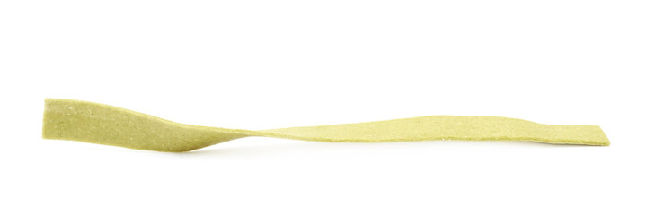 Single piece of fettucce pasta isolated
