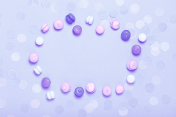 Group of sweet colorful mini macarons