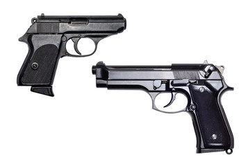 Pistol guns on white background