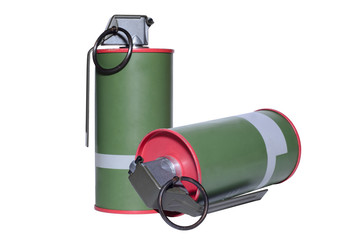 Smoke grenade on white background