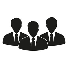silhouettes of male businessmen on a white background