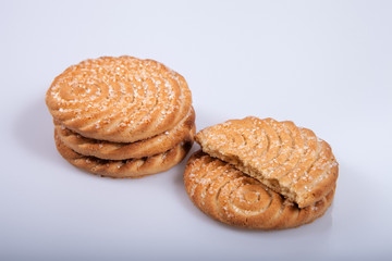 Several cookies isolated on white background