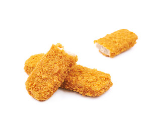 Fish stick in breadcrumbs isolated