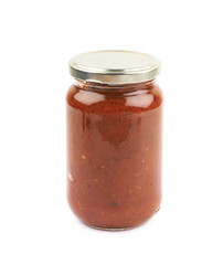 Jar of marinara tomato sauce isolated