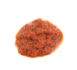 Puddle of marinara tomato sauce