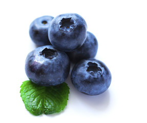 Blueberries on white background