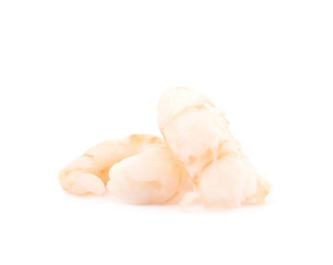 Pile of canned shrimps isolated