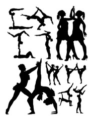 Fototapeta na wymiar Aerobics and dance silhouette. Good use for symbol, logo, web icon, mascot, sign, or any design you want.
