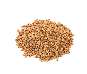 Pile of buckwheat seeds isolated