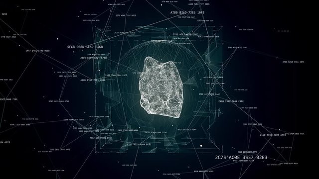 abstract tech background animation, rotating object in the sphere