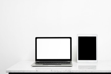 Fototapeta premium Mock up computer and desktop for your advertise.