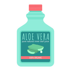 Vector illustration of a bottle of fresh Aloe Vera juice.