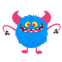 Happy cartoon monster. Vector Halloween illustration