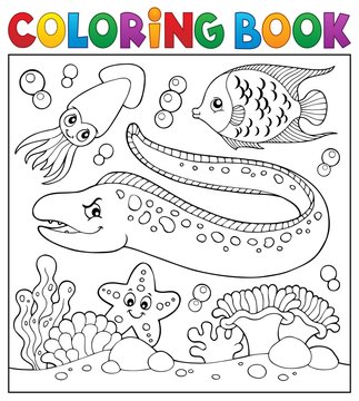 Coloring book sea life theme 3